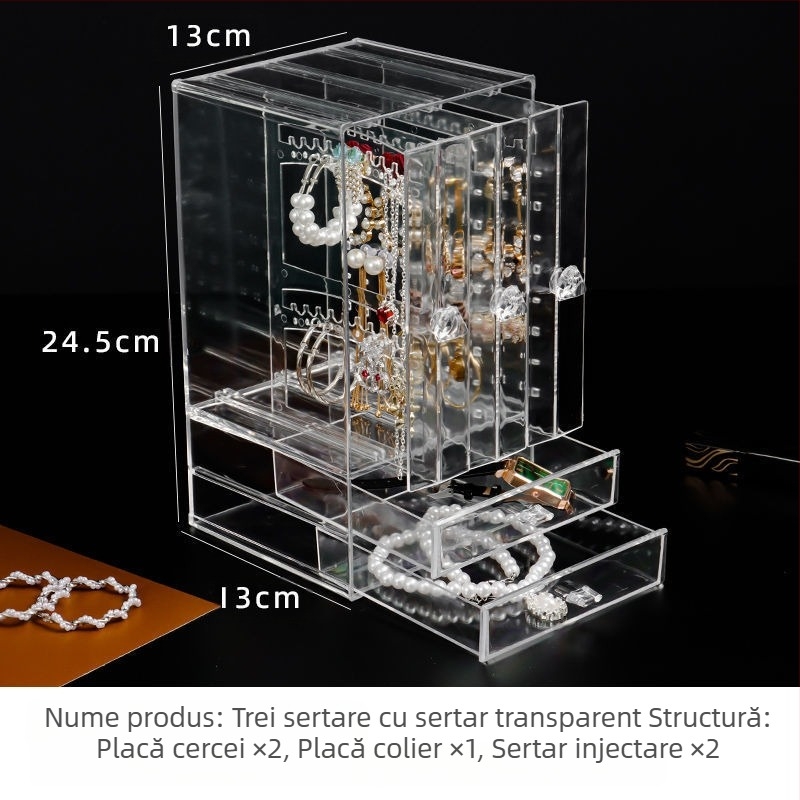 Cercei cercei cercei colier bijuterii depozitare cutie transparentă capacitate mare accesorii de păr masă de toaletă raft de afișare