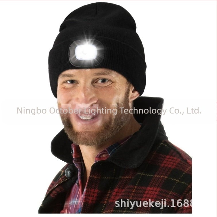 Căciulă tricotată caldă, emițătoare de lumină, iluminare cu LED-uri europene și americane, cap cu lumină