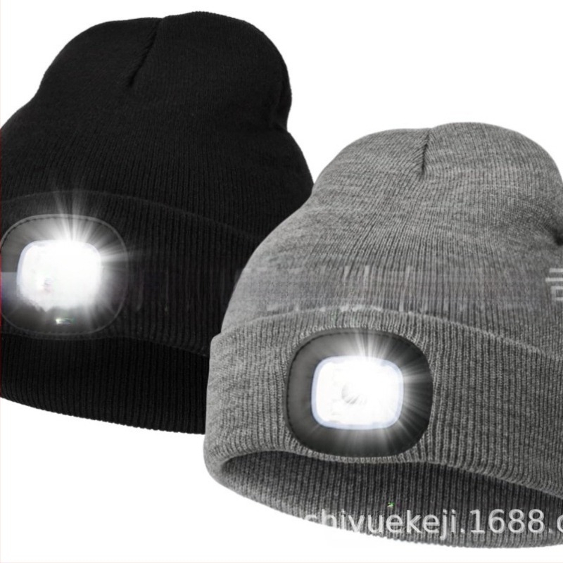 Căciulă tricotată caldă, emițătoare de lumină, iluminare cu LED-uri europene și americane, cap cu lumină