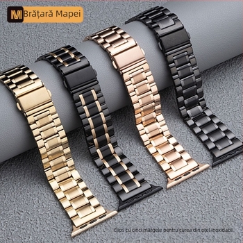 Pentru Apple applewatch cu cinci mărgele, cataramă solidă cu fluture, iwatch, curea de ceas din oțel inoxidabil Huawei
