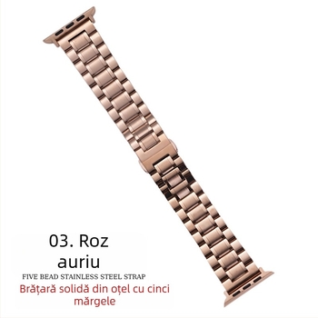 Pentru Apple applewatch cu cinci mărgele, cataramă solidă cu fluture, iwatch, curea de ceas din oțel inoxidabil Huawei