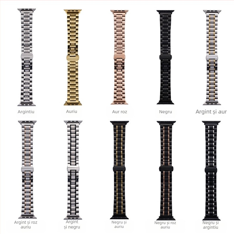 Pentru Apple applewatch cu cinci mărgele, cataramă solidă cu fluture, iwatch, curea de ceas din oțel inoxidabil Huawei