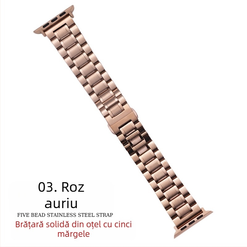 Pentru Apple applewatch cu cinci mărgele, cataramă solidă cu fluture, iwatch, curea de ceas din oțel inoxidabil Huawei