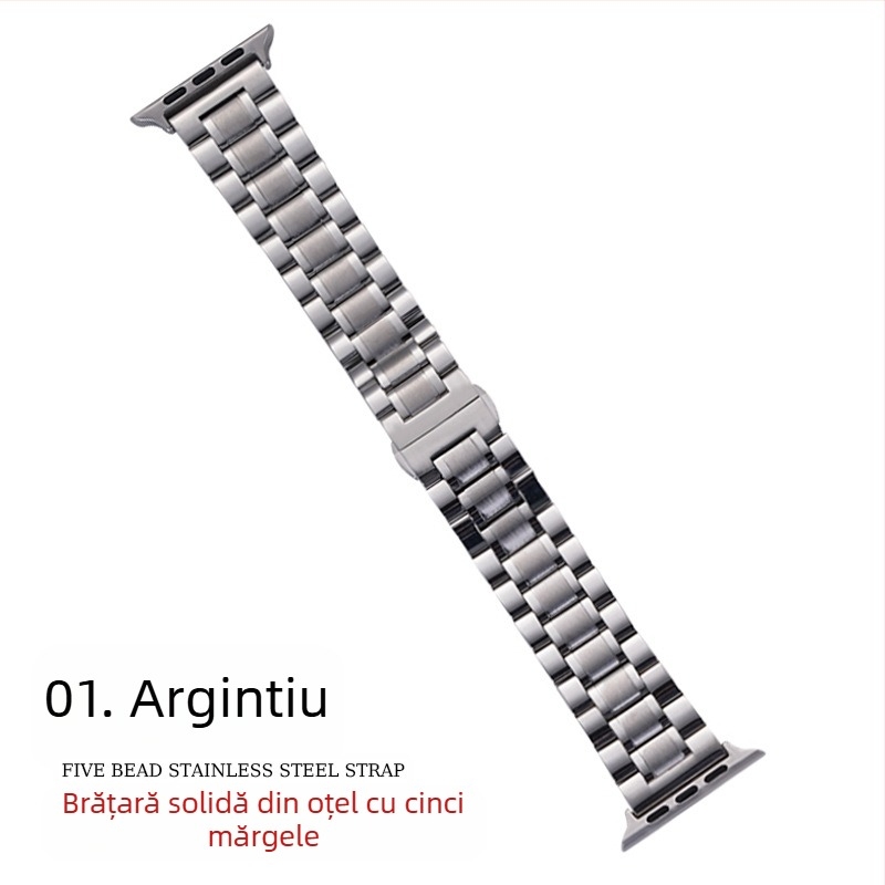 Pentru Apple applewatch cu cinci mărgele, cataramă solidă cu fluture, iwatch, curea de ceas din oțel inoxidabil Huawei