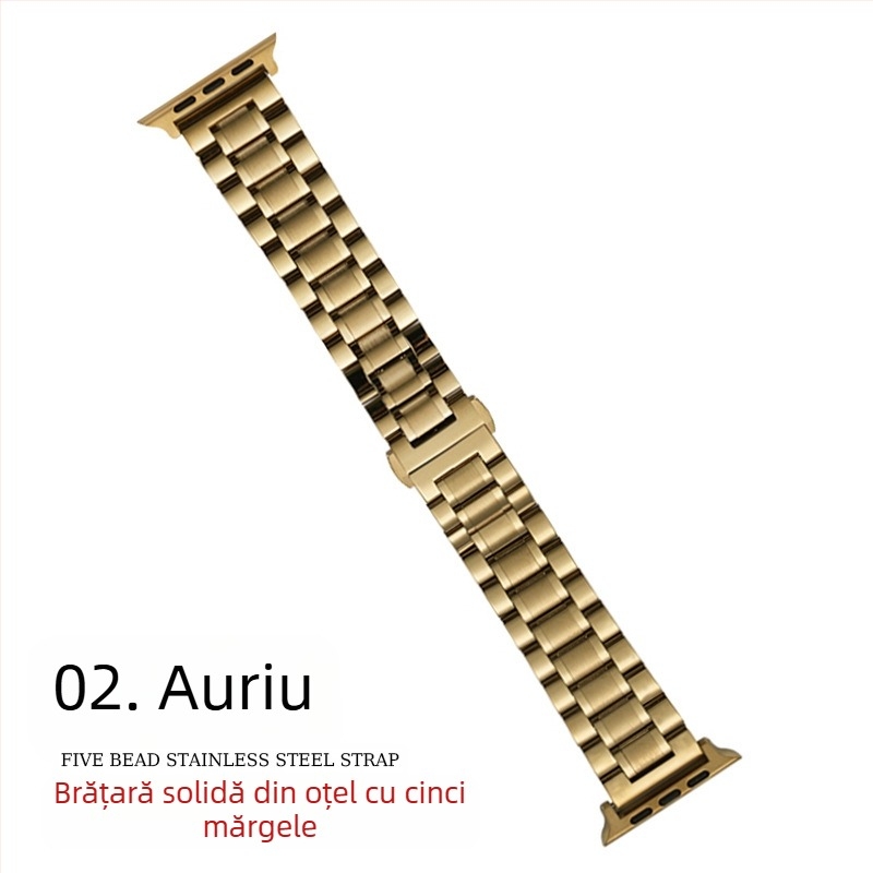 Pentru Apple applewatch cu cinci mărgele, cataramă solidă cu fluture, iwatch, curea de ceas din oțel inoxidabil Huawei