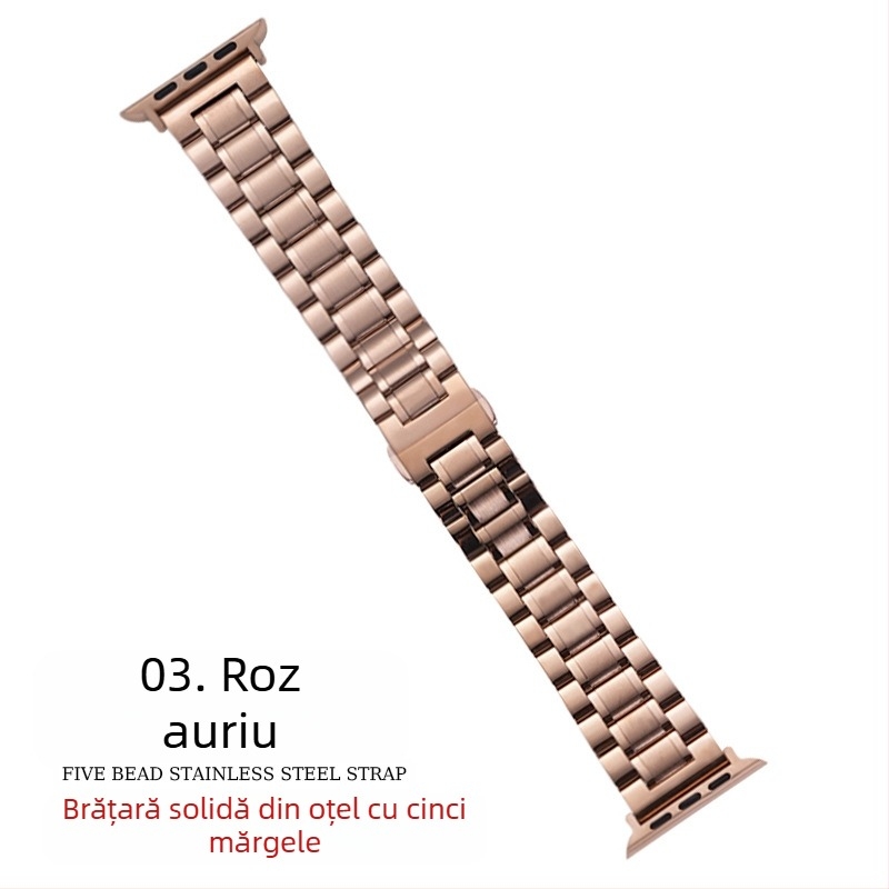 Pentru Apple applewatch cu cinci mărgele, cataramă solidă cu fluture, iwatch, curea de ceas din oțel inoxidabil Huawei