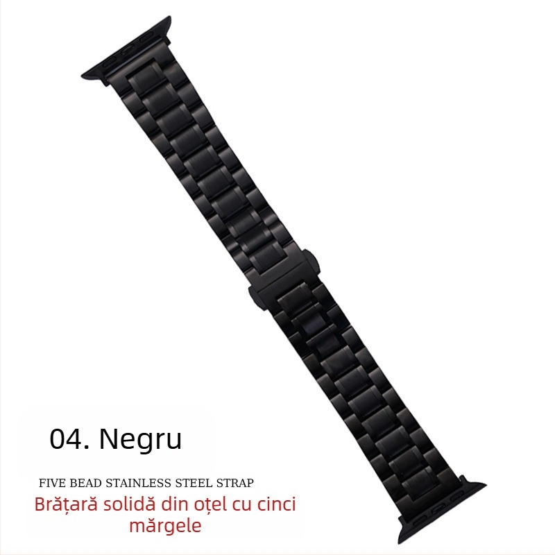 Pentru Apple applewatch cu cinci mărgele, cataramă solidă cu fluture, iwatch, curea de ceas din oțel inoxidabil Huawei