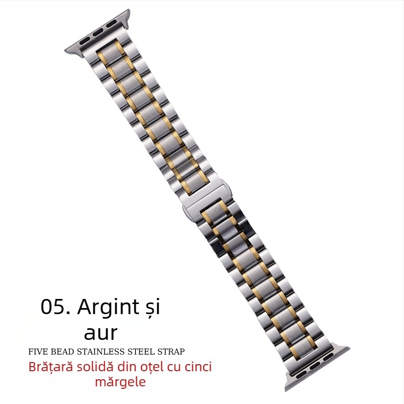 Pentru Apple applewatch cu cinci mărgele, cataramă solidă cu fluture, iwatch, curea de ceas din oțel inoxidabil Huawei