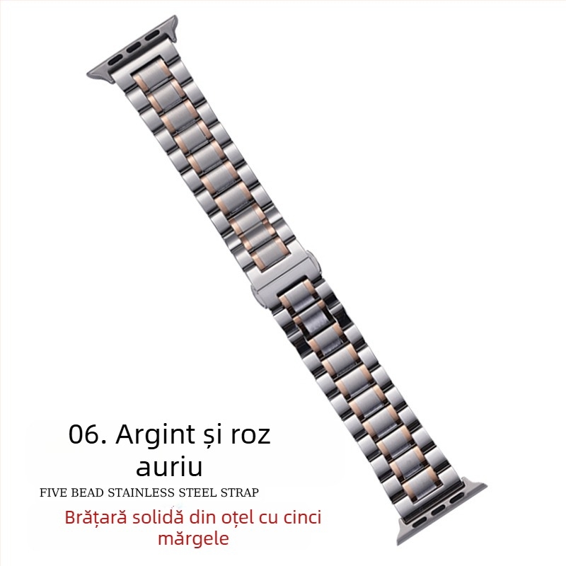 Pentru Apple applewatch cu cinci mărgele, cataramă solidă cu fluture, iwatch, curea de ceas din oțel inoxidabil Huawei