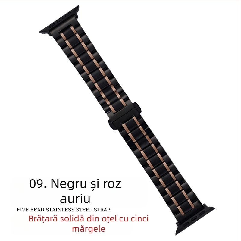 Pentru Apple applewatch cu cinci mărgele, cataramă solidă cu fluture, iwatch, curea de ceas din oțel inoxidabil Huawei