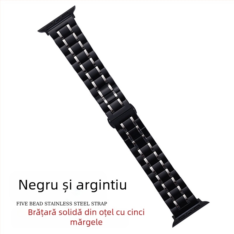 Pentru Apple applewatch cu cinci mărgele, cataramă solidă cu fluture, iwatch, curea de ceas din oțel inoxidabil Huawei