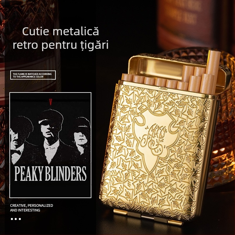 YF-852 Toc de țigară vintage nou, cu trei deschideri, Birmingham Bloodbath Gangster Shebir, același stil, metalic, cu trei deschideri, lucrat manual