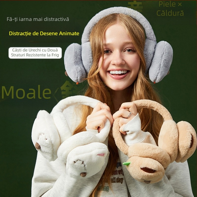 Apărători de urechi drăguțe și calde de iarnă pentru femei, rezistente la vânt, pentru toamnă și iarnă, în aer liber, pentru călărie, protecție pentru urechi pentru studenți, anti-îngheț, en-gros