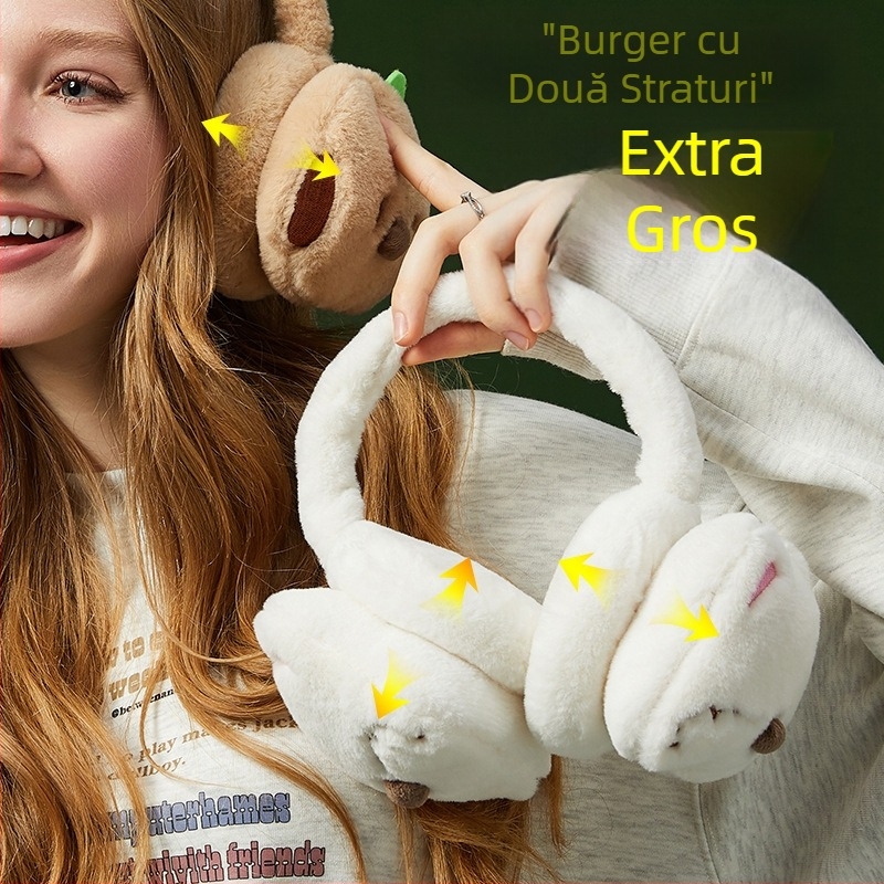 Apărători de urechi drăguțe și calde de iarnă pentru femei, rezistente la vânt, pentru toamnă și iarnă, în aer liber, pentru călărie, protecție pentru urechi pentru studenți, anti-îngheț, en-gros