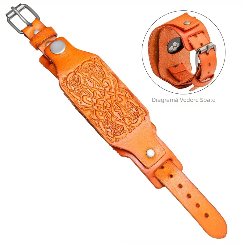 Curea din piele de vacă retro europeană și americană pentru Apple Watch, curea Iwatch din piele naturală de înaltă calitate, curea premium Sense