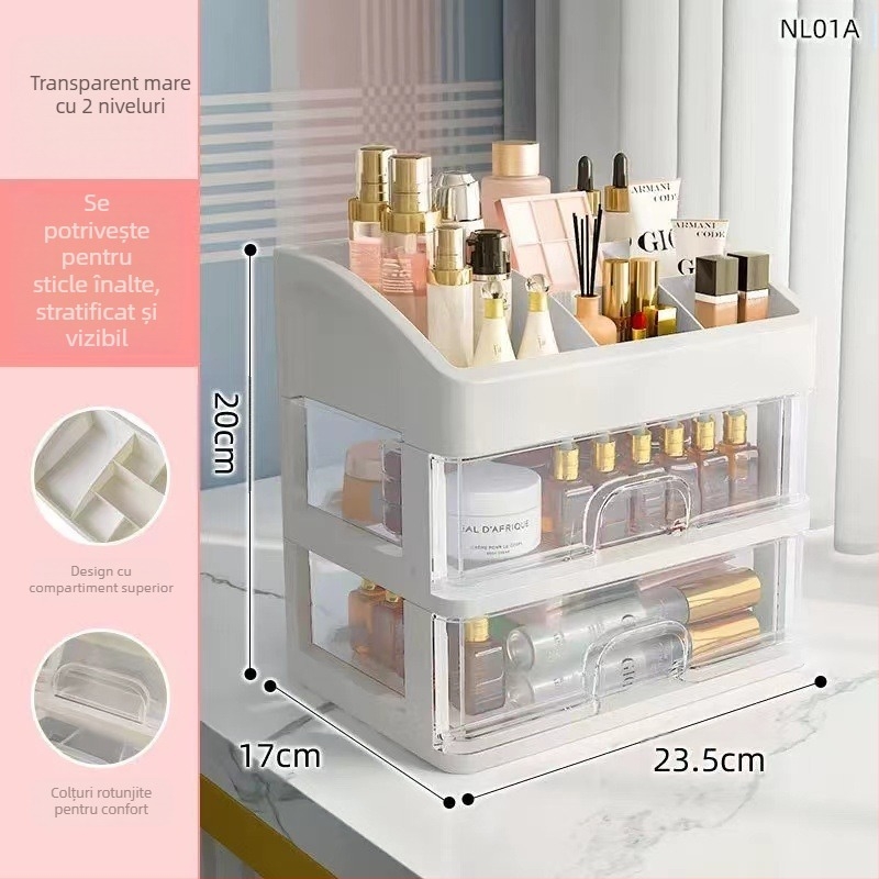 Cutie de depozitare pentru cosmetice, cutie de depozitare din plastic, sertar, cutie de bijuterii, cutie de depozitare pentru machiaj, cutie de depozitare