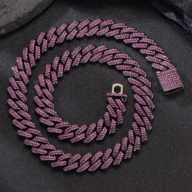 Colier cu diamant integral, de lux, cu încuietoare tip cutie, 14 mm, în formă de bară, transfrontalier, vânzare la modă, ușor, special conceput pentru incrustații de diamante