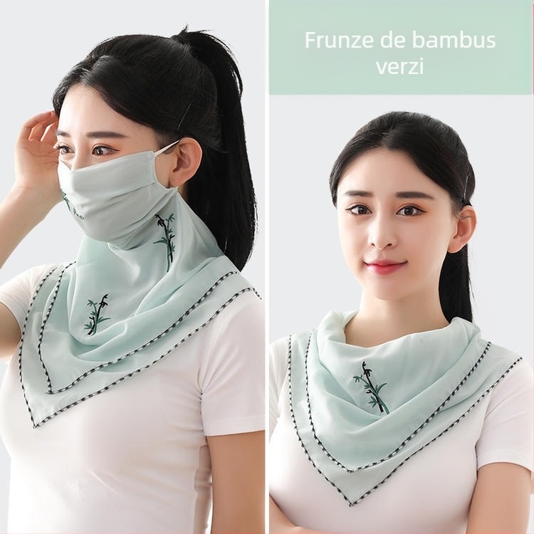 Mască de protecție solară de mătase de gheață de vară pentru femei, subțire, respirabilă, de vară, anti-UV, mască de protecție pentru față, completă, parasolar, Kini