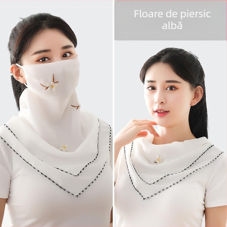 Mască de protecție solară de mătase de gheață de vară pentru femei, subțire, respirabilă, de vară, anti-UV, mască de protecție pentru față, completă, parasolar, Kini