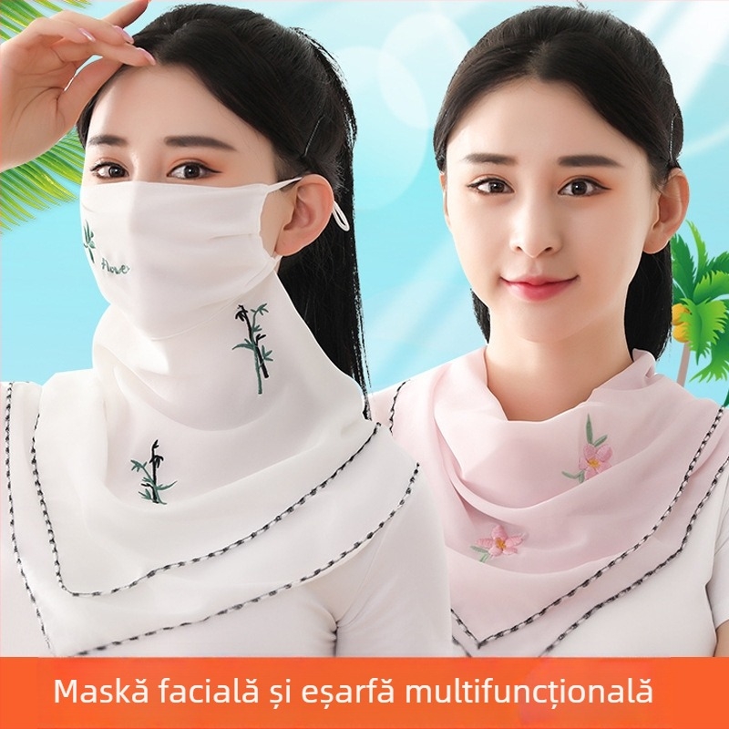 Mască de protecție solară de mătase de gheață de vară pentru femei, subțire, respirabilă, de vară, anti-UV, mască de protecție pentru față, completă, parasolar, Kini