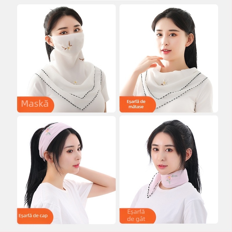 Mască de protecție solară de mătase de gheață de vară pentru femei, subțire, respirabilă, de vară, anti-UV, mască de protecție pentru față, completă, parasolar, Kini