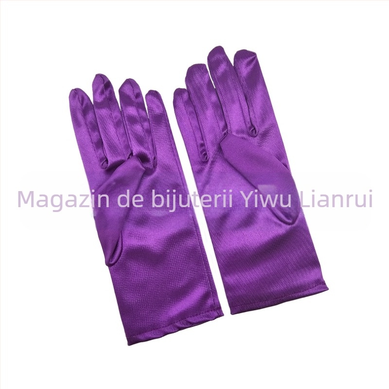 Mănuși scurte din satin simplu, de culoare pură, pentru mireasă și nuntă, mănuși scurte de Halloween pentru machiaj și petrecere, pentru femei