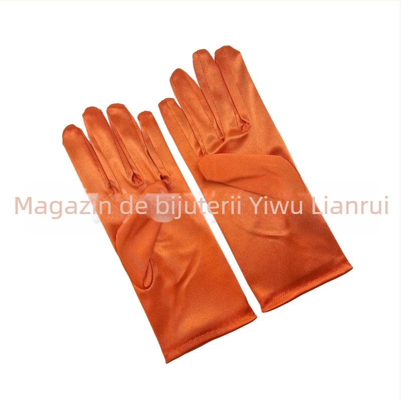 Mănuși scurte din satin simplu, de culoare pură, pentru mireasă și nuntă, mănuși scurte de Halloween pentru machiaj și petrecere, pentru femei