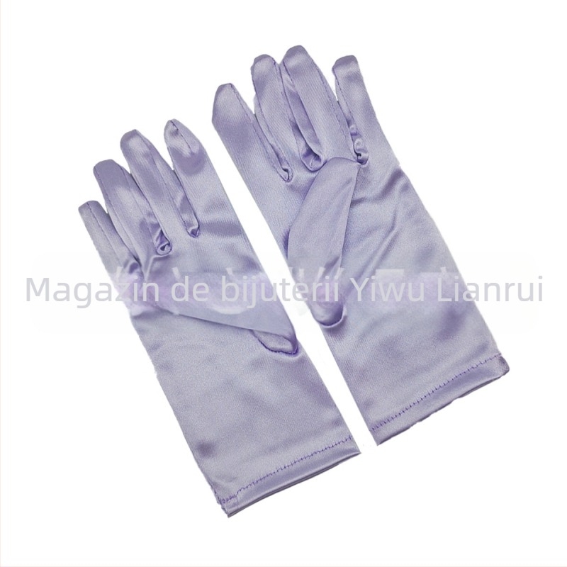 Mănuși scurte din satin simplu, de culoare pură, pentru mireasă și nuntă, mănuși scurte de Halloween pentru machiaj și petrecere, pentru femei