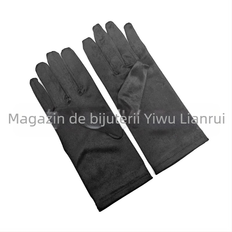 Mănuși scurte din satin simplu, de culoare pură, pentru mireasă și nuntă, mănuși scurte de Halloween pentru machiaj și petrecere, pentru femei