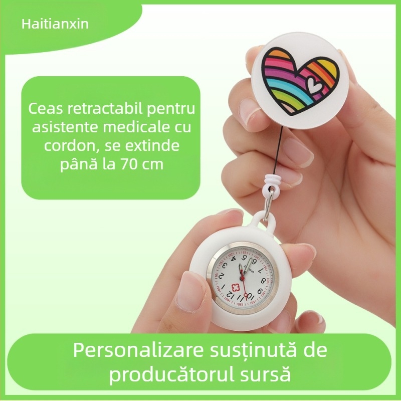 Ceas retractabil pentru asistentă medicală, ceas de buzunar drăguț, ceas suspendat pentru doctor, ceas luminos pentru studenți, model pentru femei, în stoc, livrare rapidă, cadran luminos