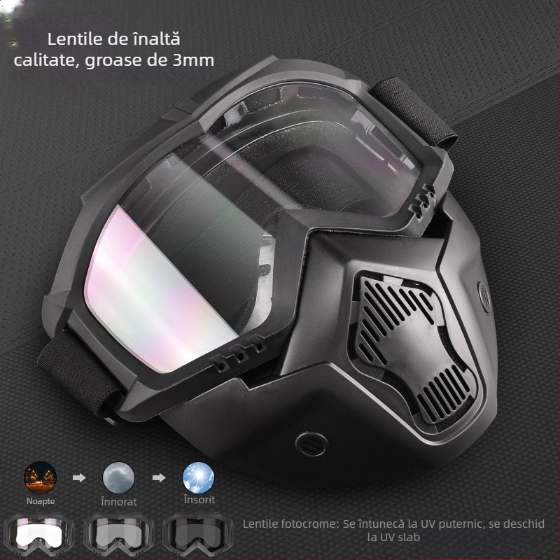 Mască tactică cu lentilă schimbătoare de culoare 3MM, mască de protecție pentru ciclism în aer liber, schi fond, ochelari de protecție CS în aer liber