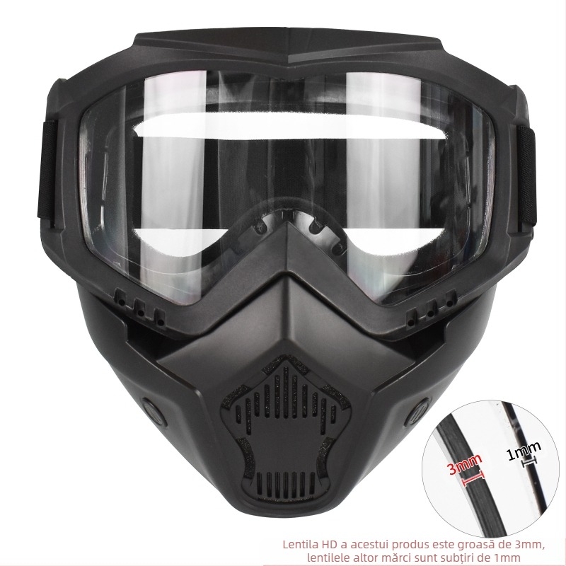 Mască tactică cu lentilă schimbătoare de culoare 3MM, mască de protecție pentru ciclism în aer liber, schi fond, ochelari de protecție CS în aer liber