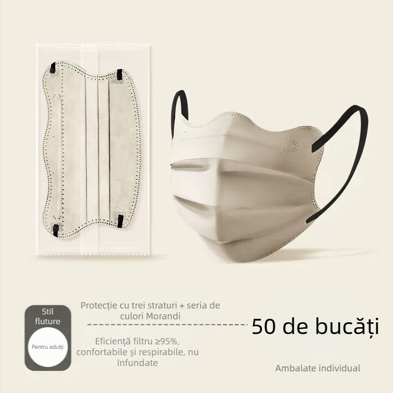 Mască medicală Morandi Color, de unică folosință, pentru chirurgie medicală, cu aspect de fluture 3D, în formă de V, pentru colțul ochilor, pentru femei, cu valoare cromatică ridicată