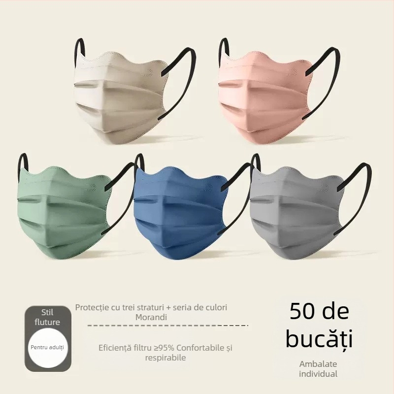 Mască medicală Morandi Color, de unică folosință, pentru chirurgie medicală, cu aspect de fluture 3D, în formă de V, pentru colțul ochilor, pentru femei, cu valoare cromatică ridicată