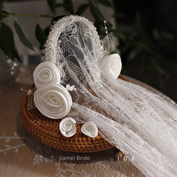 Pălărie de mireasă din dantelă vintage din industrie grea, stil Republica China, din tifon, cu temperament francez, pentru mireasă, coafură de călătorie, rachetă, accesorii de păr