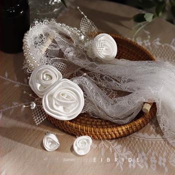 Pălărie de mireasă din dantelă vintage din industrie grea, stil Republica China, din tifon, cu temperament francez, pentru mireasă, coafură de călătorie, rachetă, accesorii de păr