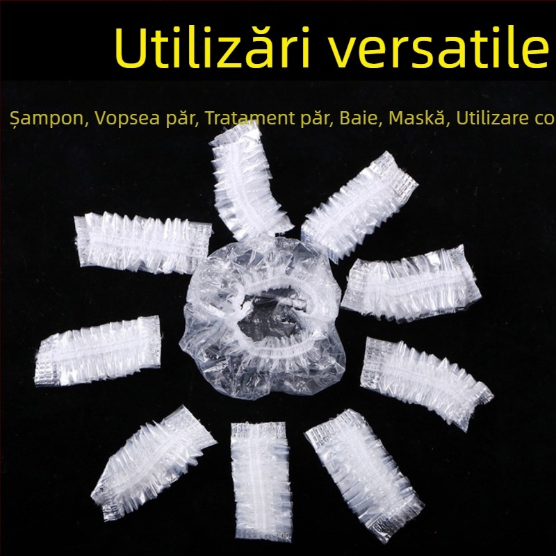 100 de șampon rotund, vopsea de păr, ulei de coacere, impermeabil, de unică folosință, căști pentru urechi, tip bandă PE, din plastic, en-gros