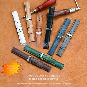 Curea din piele de vițel Amazon Explosions, strat super moale pentru canapea, demontabilă rapid, din piele brută pentru urechi, 20/22 mm