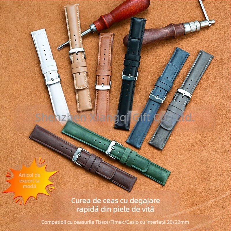Curea din piele de vițel Amazon Explosions, strat super moale pentru canapea, demontabilă rapid, din piele brută pentru urechi, 20/22 mm