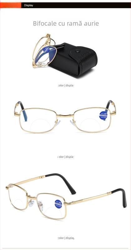 Ochelari presbioscopici pliabili portabili anti-lumină albastră, ochelari presbioscopici clasici unisex, ochelari de alergare Jianghu Stall