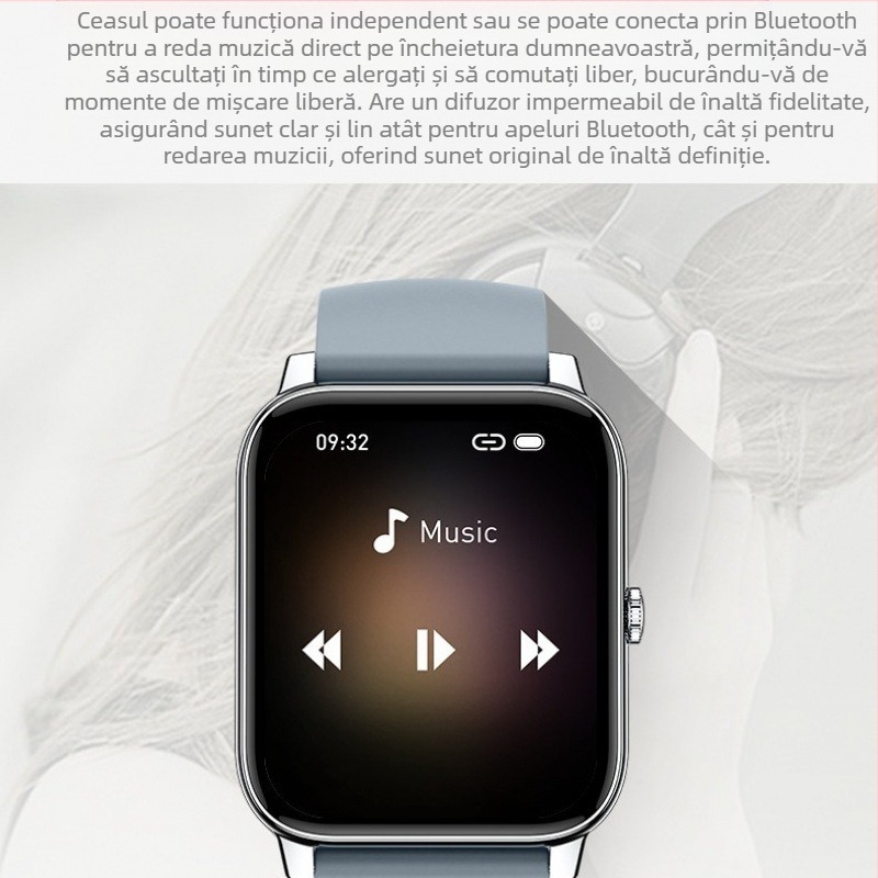 Ceas inteligent P90, ecran nou de 1,85 pătrați, Bluetooth, informații despre apeluri, reamintește antrenament respirator, ritm cardiac, monitorizare a somnului