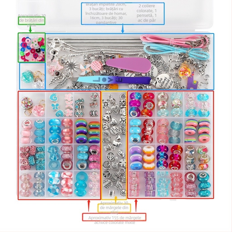 305 buc. bijuterii DIY pentru copii, brățară lucrată manual, costum, jucărie educativă cu mărgele de cristal, cadou transfrontalier