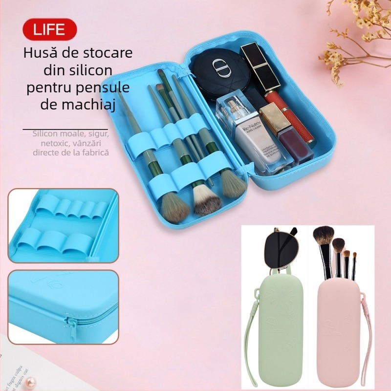 Geantă cosmetică simplă din silicon, geantă de călătorie convenabilă, de mare capacitate, pentru depozitarea produselor de îngrijire a pielii, geantă de spălare, depozitare și finisare a cosmeticelor