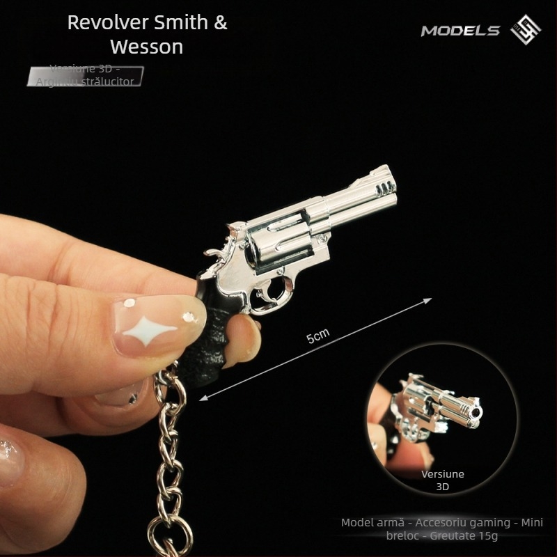 Breloc metalic Peace Elite, revolver Smith Wesson, model de armă mică, ghiozdan, pandantiv din aliaj
