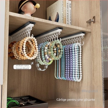 Cutie de depozitare cu șir de mâini, fără perforații, pentru colier, cu mărgele de cristal, cu suport pentru bijuterii, suport de afișare pentru brățară orbită