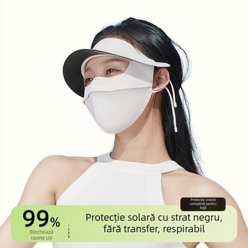 Mască de protecție solară pentru femei, cu boruri negre din cauciuc, de vară, Gini din nailon, din mătase glacială, respirabilă, UPF50