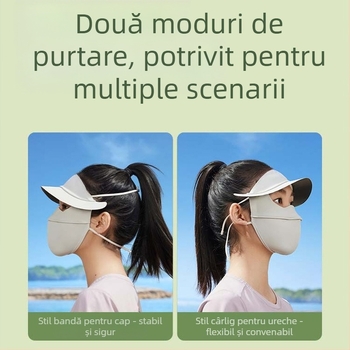 Mască de protecție solară pentru femei, cu boruri negre din cauciuc, de vară, Gini din nailon, din mătase glacială, respirabilă, UPF50
