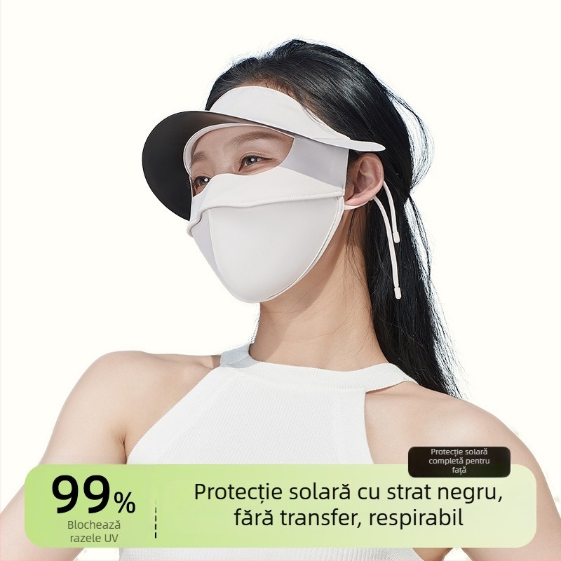 Mască de protecție solară pentru femei, cu boruri negre din cauciuc, de vară, Gini din nailon, din mătase glacială, respirabilă, UPF50