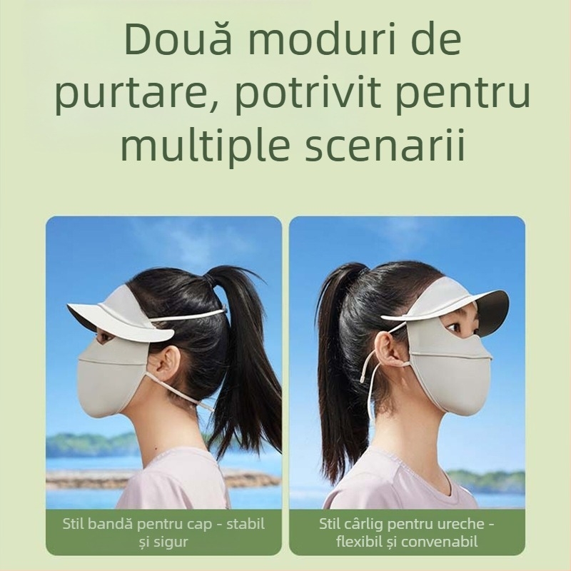 Mască de protecție solară pentru femei, cu boruri negre din cauciuc, de vară, Gini din nailon, din mătase glacială, respirabilă, UPF50