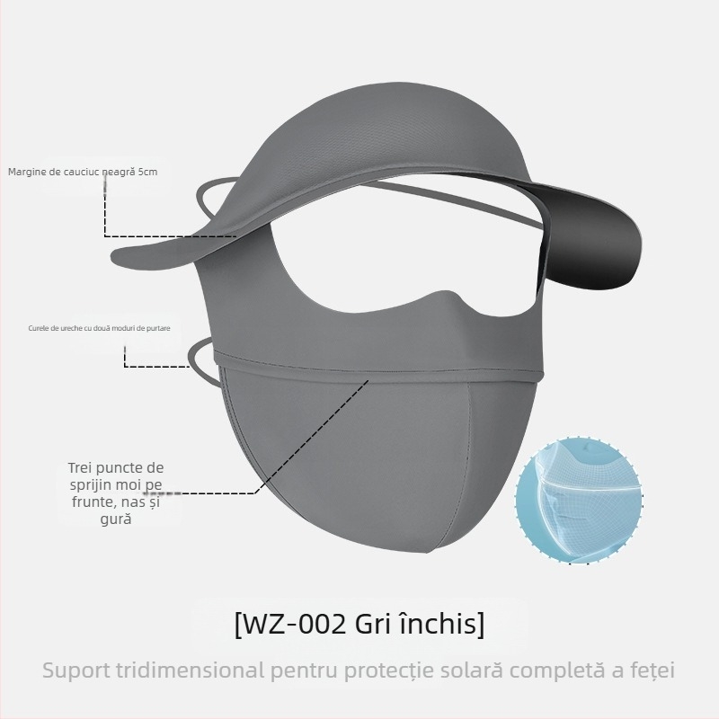 Mască de protecție solară pentru femei, cu boruri negre din cauciuc, de vară, Gini din nailon, din mătase glacială, respirabilă, UPF50
